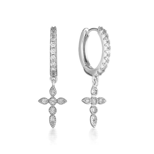 Dainty Cross Huggie Hoop Earrings-Lydieannejewelry