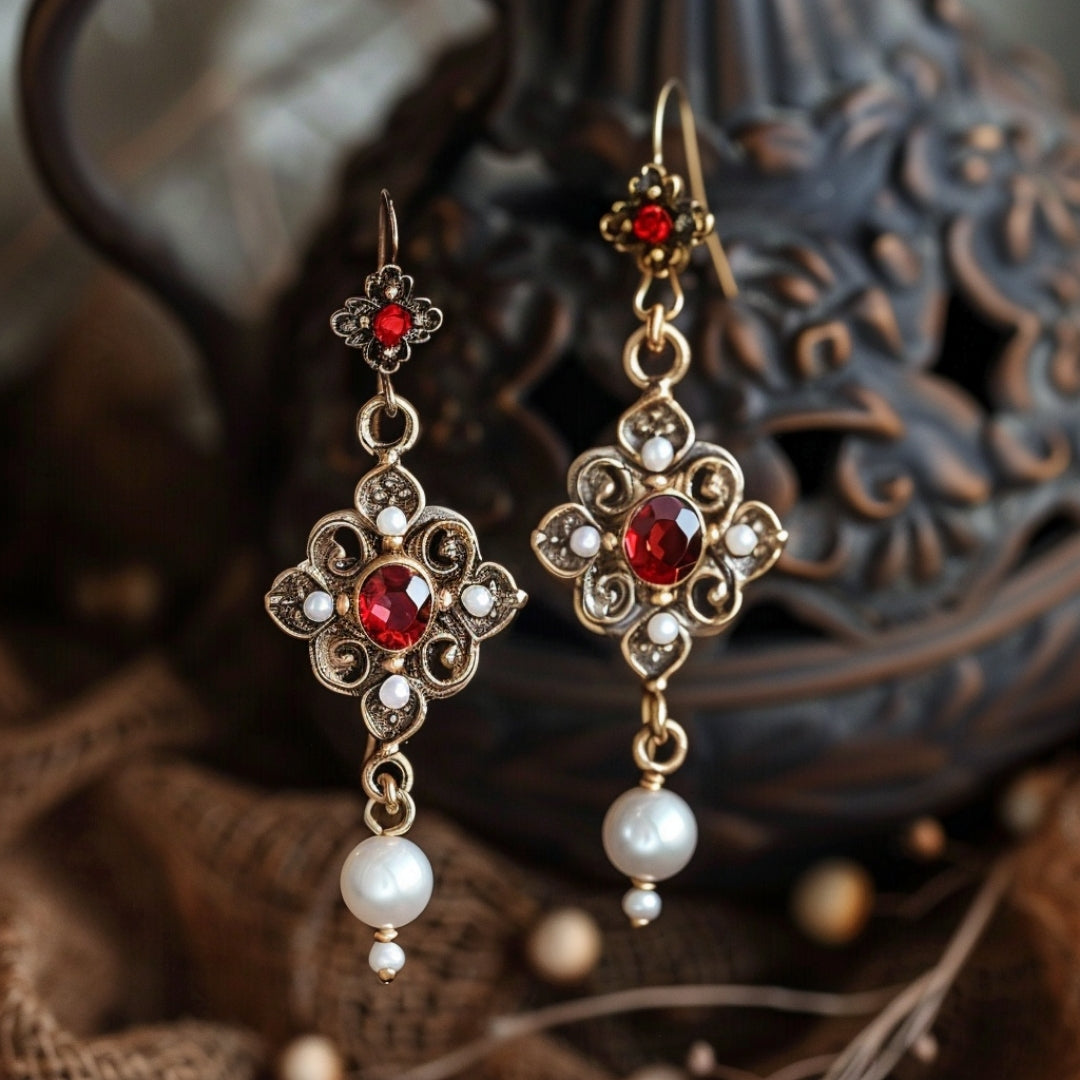 Red Drop Crystal Earrings