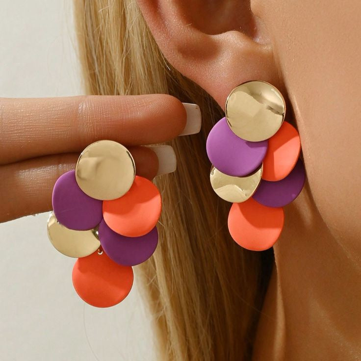 Vintage Purple & Orange Earrings