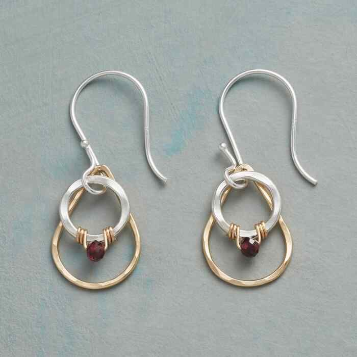 Vintage Red Crystal Gold & Silver Earrings