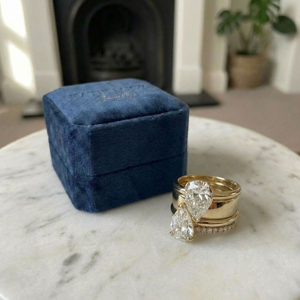 Vintage Double Zirconia Drop Ring