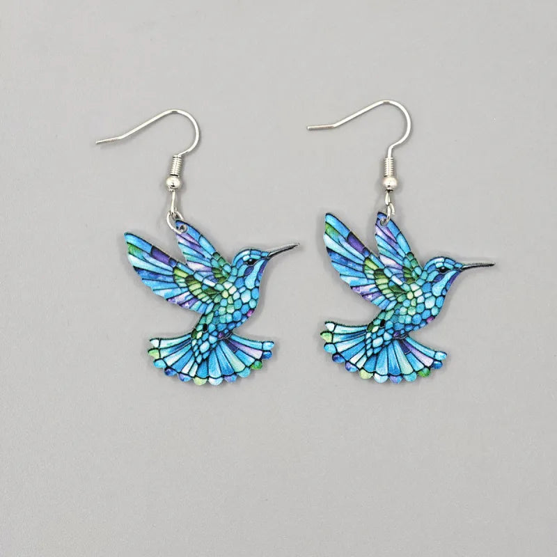 Colorful Hummingbird Acrylic Earrings