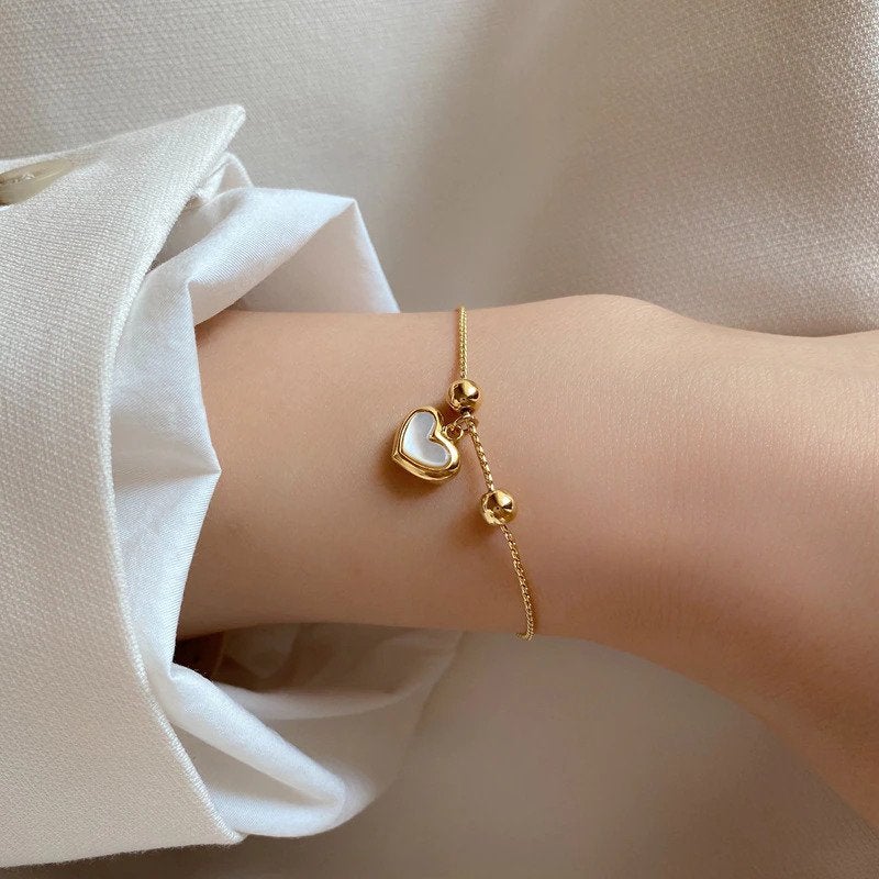 Love Bracelet with White Opal in Gold