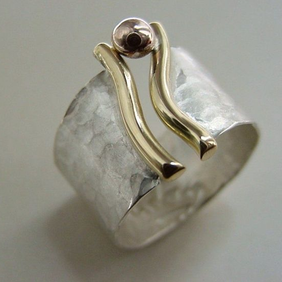 Vintage Gold Hand and Silver Ring-Lydieannejewelry