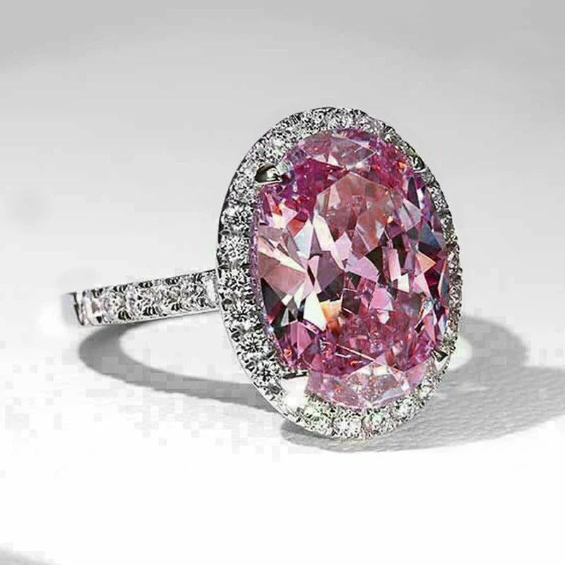 Vintage Silver Pink Diamond Style Ring-Lydieannejewelry