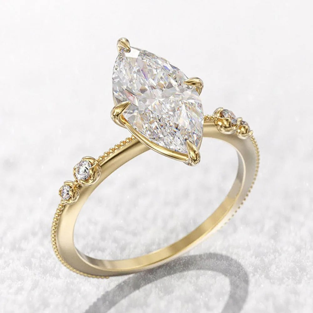 Vintage Gold Elegant Diamond Ring-Lydieannejewelry