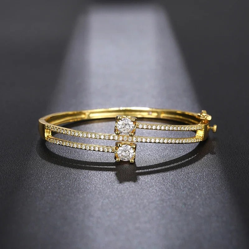 Vintage Gold Crystal Bangle Bracelet-Lydieannejewelry