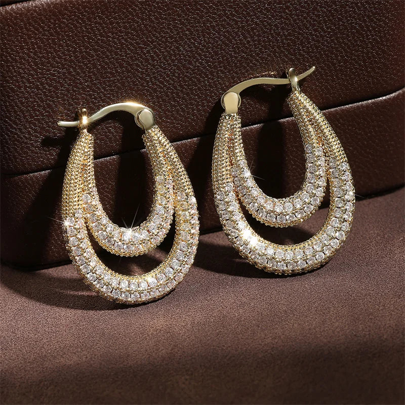 Vintage Gold Teardrop Hoop Earrings-Lydieannejewelry