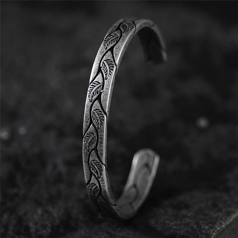 Vintage Silver Leaf Cuff Bracelet-Lydieannejewelry