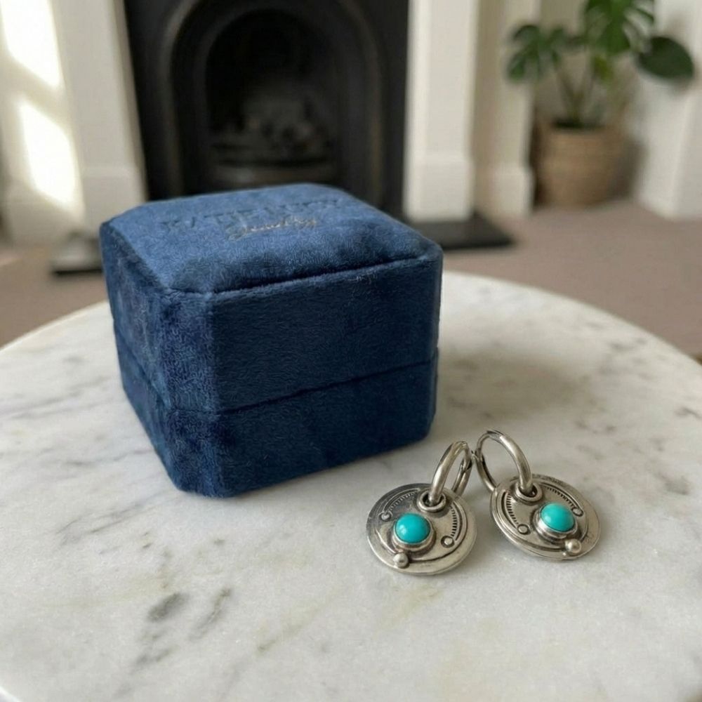 Boho Earrings with Turquoise Opal in Sterling Silver