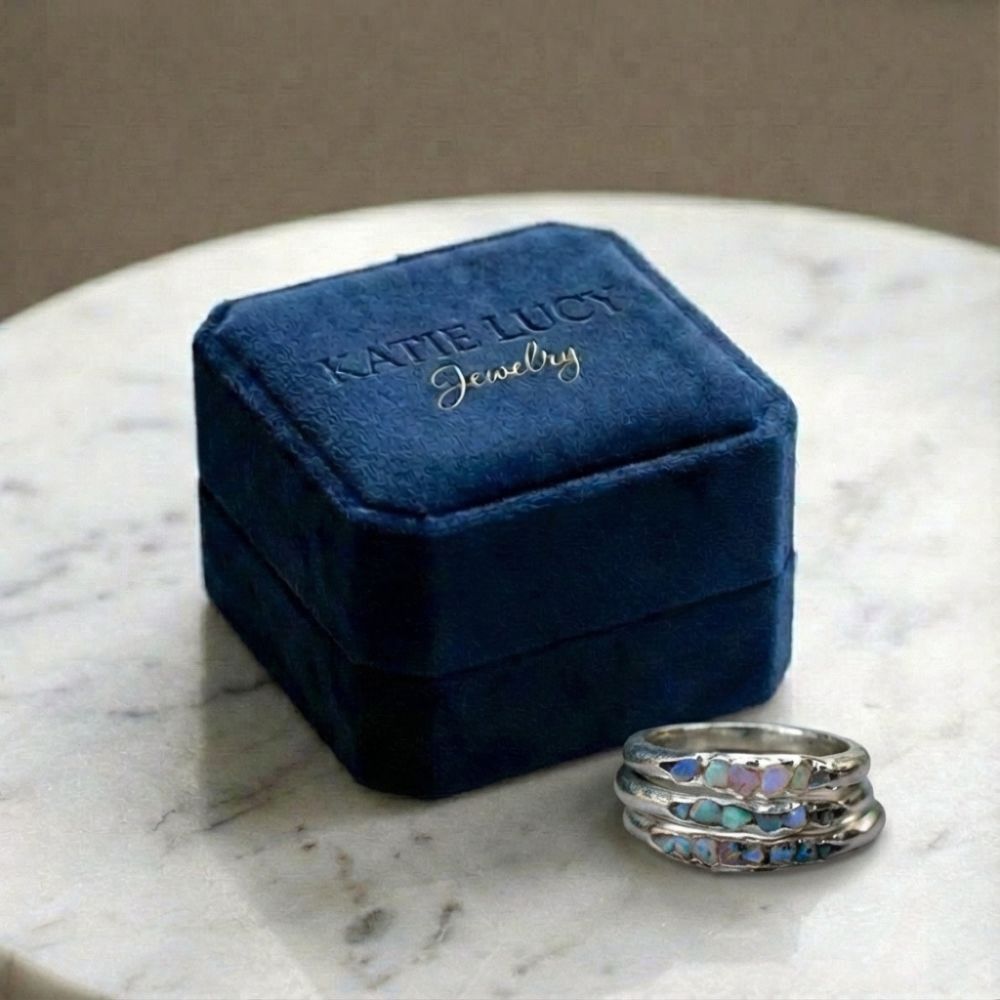 Vintage Layered Blue Stones Silver Ring