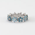 Vintage Blue Daisy Silver Ring