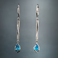 Vintage Blue Dangling Silver Earrings