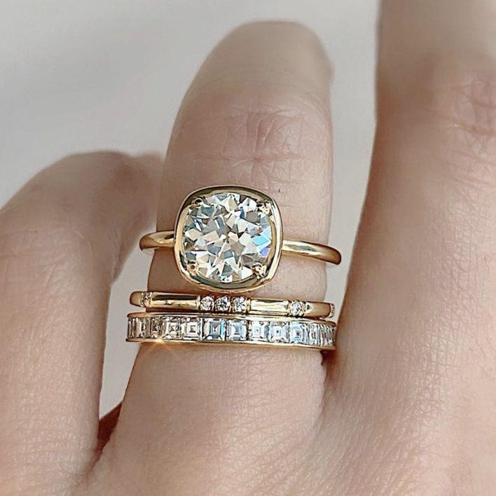 Vintage Zirconia Gold Ring Set-Lydieannejewelry