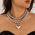 Vintage Pearl Heart Beaded Clavicle Necklace