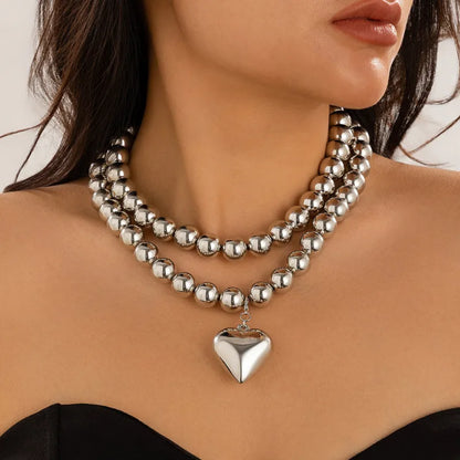 Vintage Pearl Heart Beaded Clavicle Necklace
