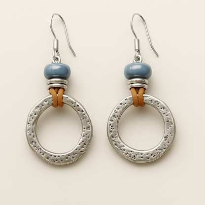 Vintage Boho Silver Circle Earrings