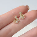 Cute Kitten Diamond Stud Earrings