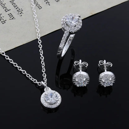 Vintage Silver Zircon Jewelry Set