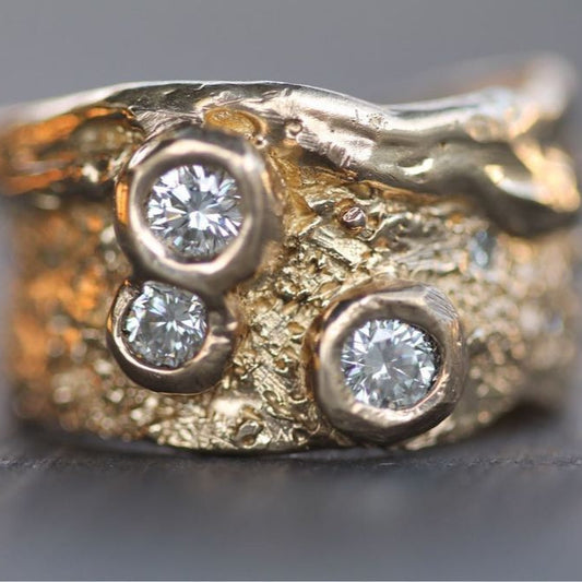 Vintage Gold Forged Zirconia Ring