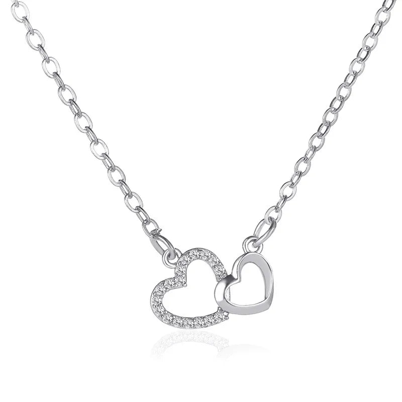 Love Necklace Temperament Double Peach Heart