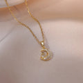 Vintage Star & Moon Zircon Necklace