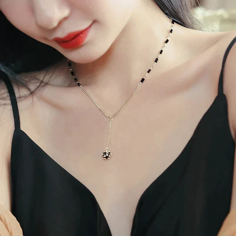 Luxury Black Crystal Zircon Ball Pendant