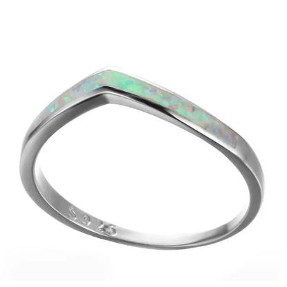 Vintage Sterling Silver Ocean Blue White Opal Fire Rings