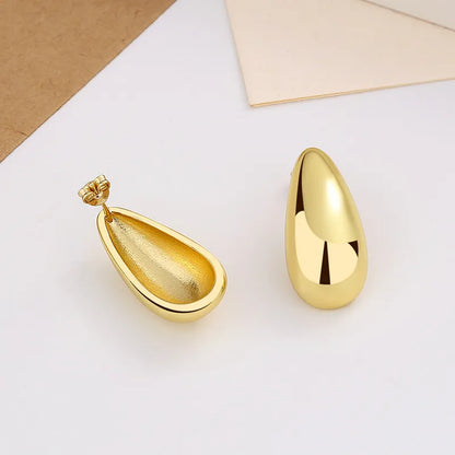 Elegant Gold Water Drop Glossy Earrings