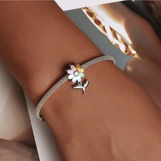 Sunflower Charm Beaded Bracelet