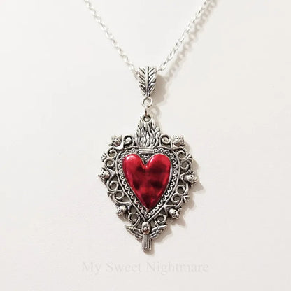 Vintage Burning Love Silver Pendant Necklace