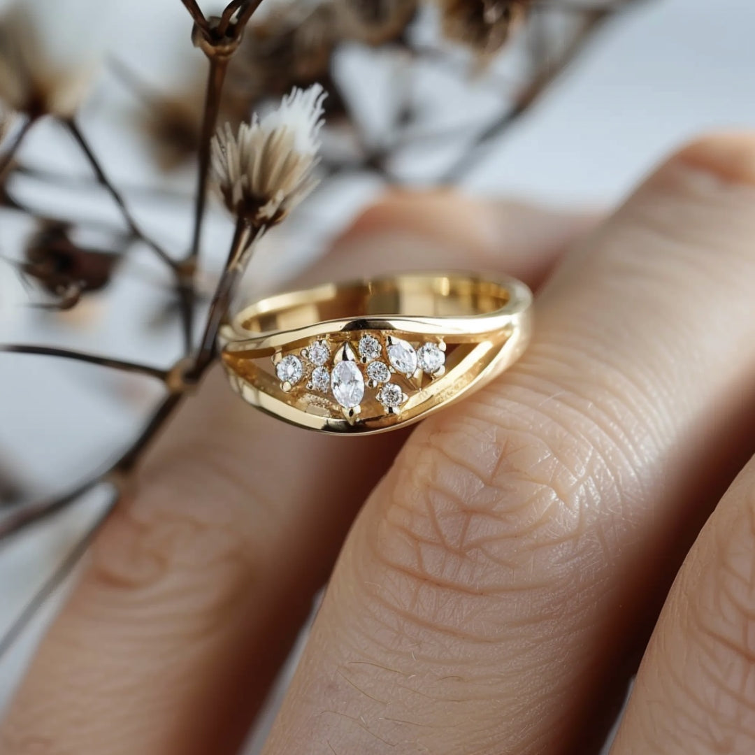 Golden Sparkling Ring-Lydieannejewelry