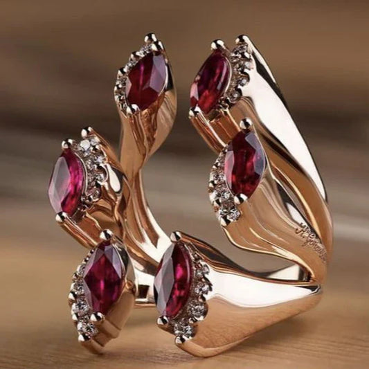 Vintage Red Crystal Coral Ring