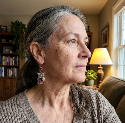 Vintage Red Owl Earrings