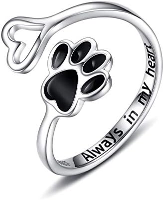 Handcrafted Paw & Heart Ring – Adjustable 925 Sterling Silver