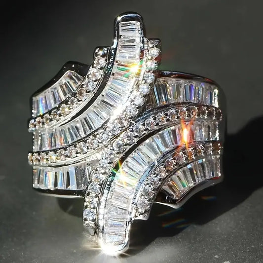 Vintage Irregular Bright Silver Ring-Lydieannejewelry