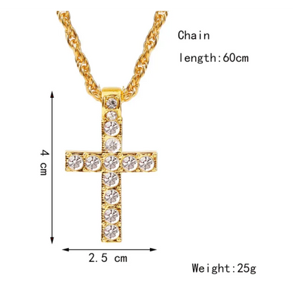 Retro Gold & Silver Cross Pendant Necklace