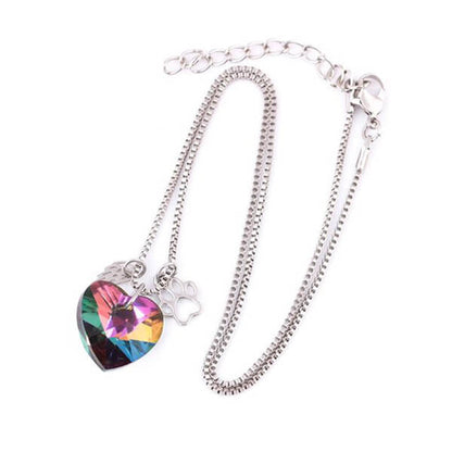 Rainbow Memorial Necklace with Heart Pendant