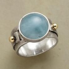 Vintage Blue Inlaid Stone Rounded Ring-Lydieannejewelry