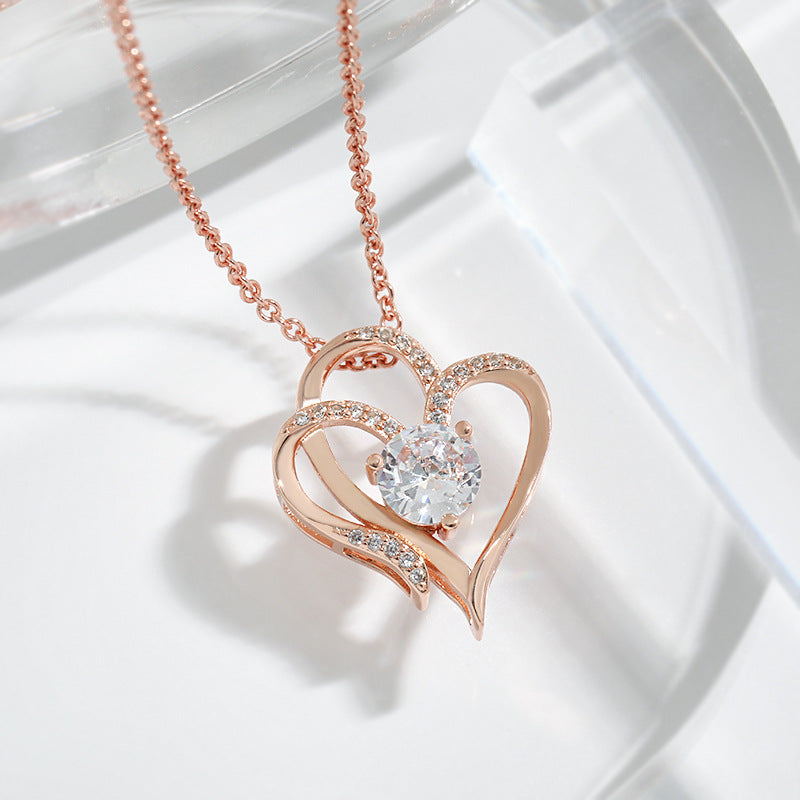 Double Heart Design with Sparkling Zirconia