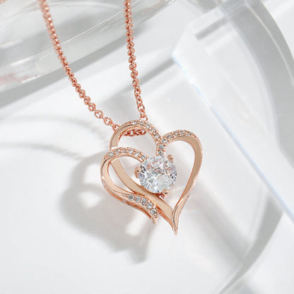 Double Heart Design with Sparkling Zirconia