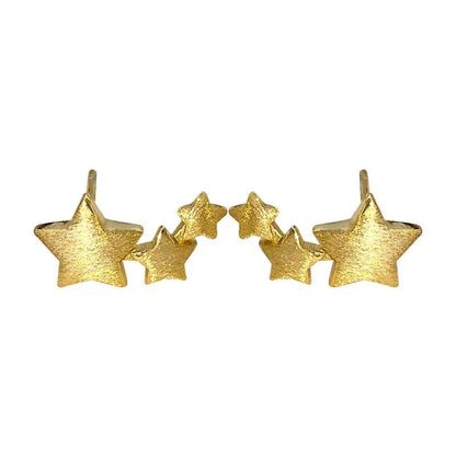 Vintage Brushed Pentagram Stud Earrings