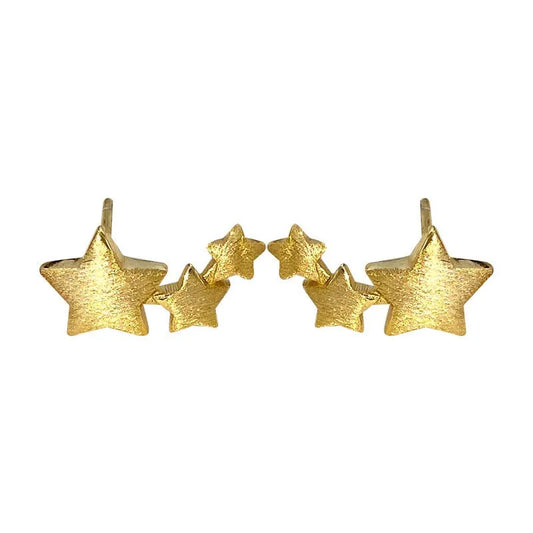 Vintage Brushed Pentagram Stud Earrings