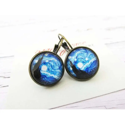 Vintage Ocean Whirlpool Glass Jewelry Earrings