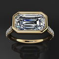 Vintage Rectangular Glass Gold Ring