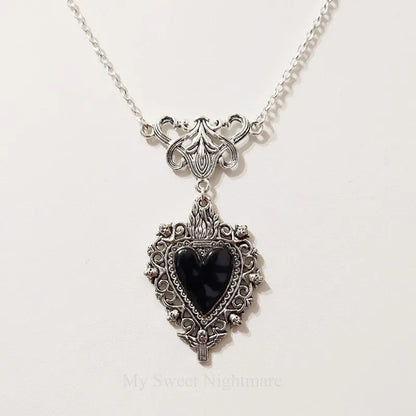 Vintage Burning Love Silver Pendant Necklace