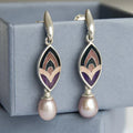 Vintage Enamel & Rose Pearl Earrings