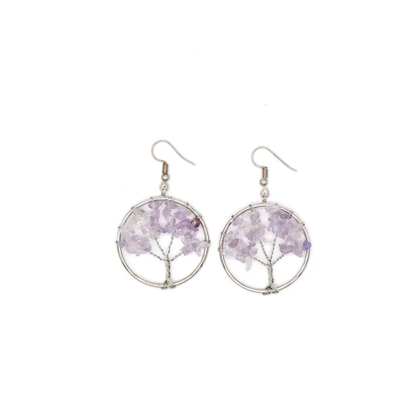 Natural Crystal Wishing Tree Earrings