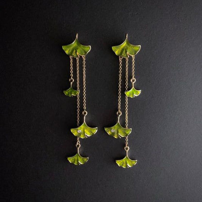 Vintage Dangling Green Petals Earrings