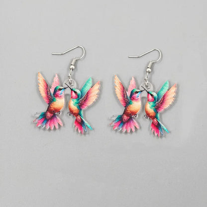 Colorful Hummingbird Acrylic Earrings